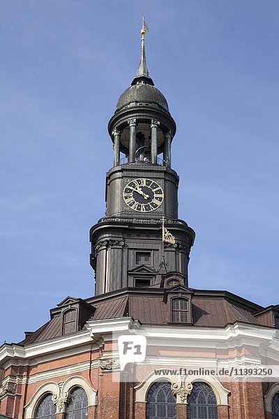 Tower  St. Michael's Church  also Michel  Hamburg  Germany  Europe