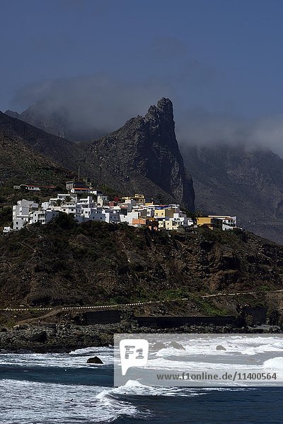 Almaciga  village on sea-cliff  Anaga Mountains  Tenerife  Canary Islands  Spain  Europe