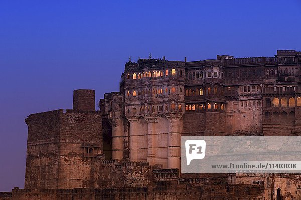Mehrangarh Fort at sunset  Jodhpur  Rajasthan  India  Asia