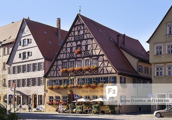 Hotel Goldene Rose am Marktplatz  Dinkelsbühl historisches Zentrum  Mittelfranken  Franken  Bayern  Deutschland  Europa