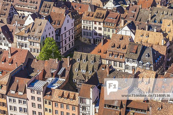 Blick über die Dächer des historischen Zentrums  Straßburg  Elsass  Frankreich  Europa
