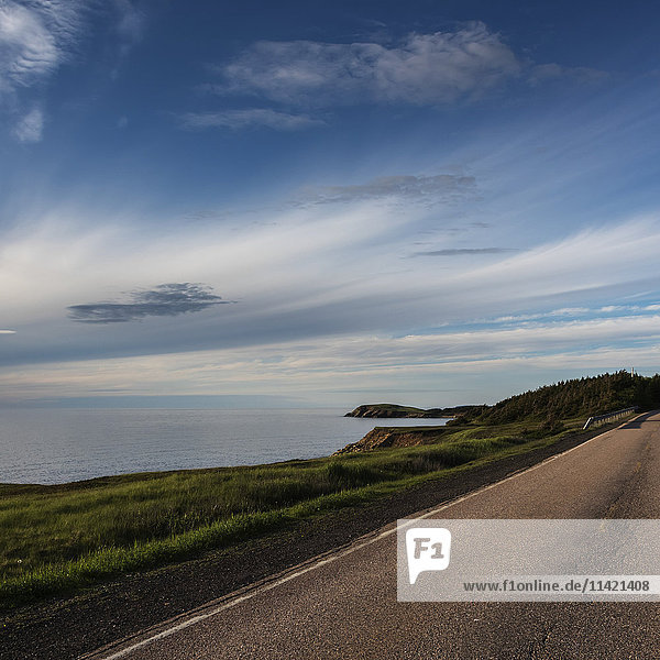 'A road along the Atlantic coastline  Cape Breton Island; Nova Scotia  Canada'