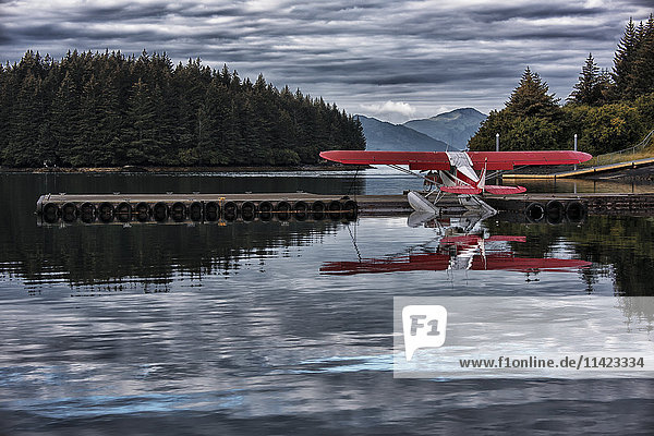 Seaplane moored in the Kodiak harbor  Kodiak Island  Southcentral Alaska  USA
