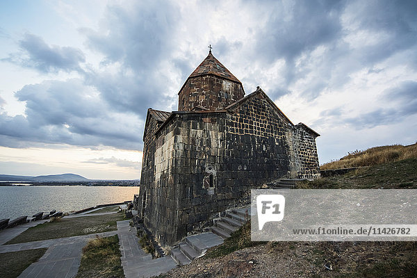 Surp Arakelots (Holy Apostles Church) and Surp Astvatsatsin (Holy Mother of God Church) of the Sevanavank (Sevank Monastery) overlooking Lake Sevan  Gegharkunik Province  Armenia