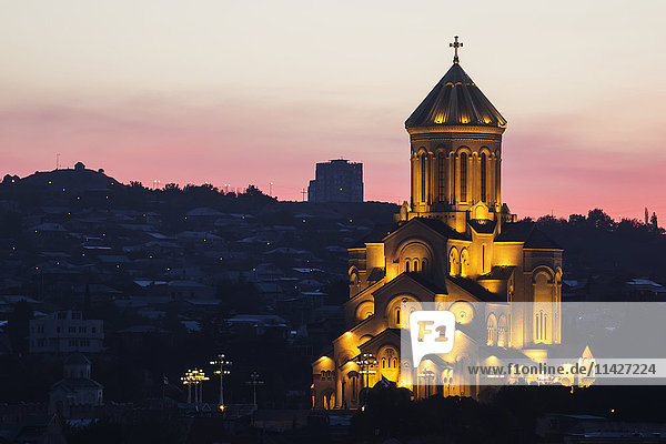 'Holy Trinity Cathedral of Tbilisi (Sameba) at dawn; Tbilisi  Georgia'