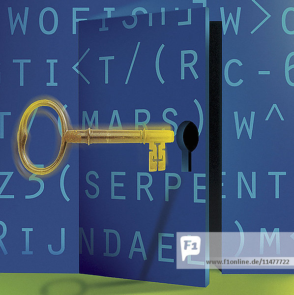 Golden key opening encrypted door