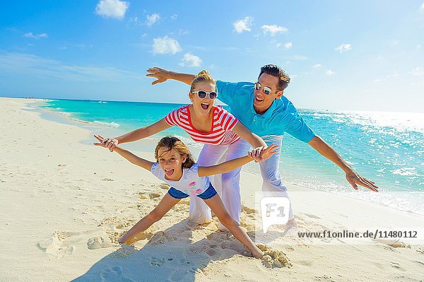 Family on the beach. Aruba  Caribbean