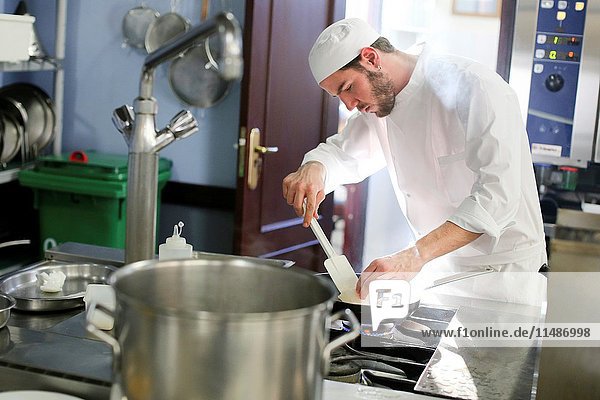 Chef  Cook in cooking school  Cuisine School  Donostia  San Sebastian  Gipuzkoa  Basque Country  Spain  Europe