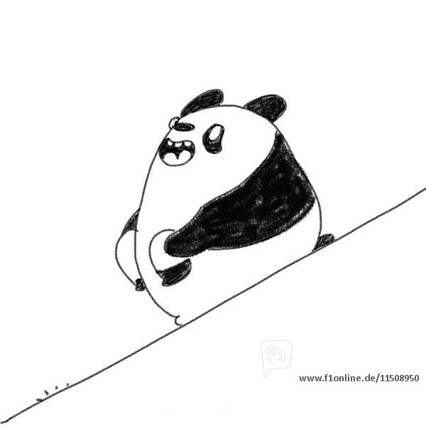 Panda rollt den Berg hinunter Animation