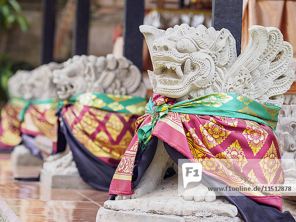 Line of guardian statues  Ubud  Bali  Indonesia  Southeast Asia  Asia