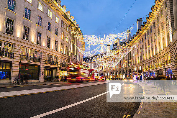 Festive Christmas lights in Regent Street in 2016  London  England  United Kingdom  Europe