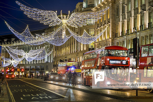 Regent Street Christmas lights in 2016  London  England  United Kingdom  Europe