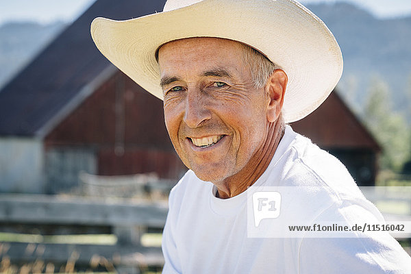 Portrait of smiling Caucasian farmer