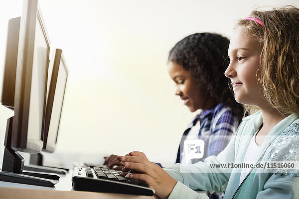 Girls using computers