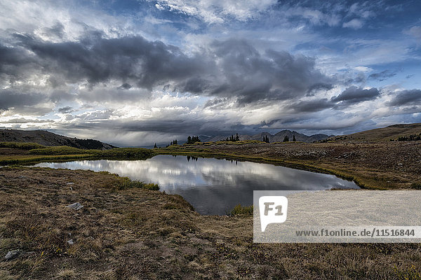 Reflection of clouds in remote lake