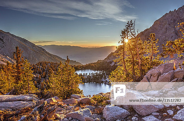 Onion Valley Sierra Nevada mountain range at sunset California USA