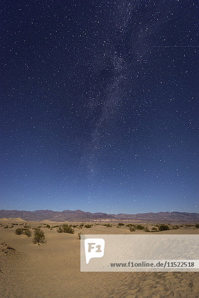 USA  California  Death Valley  night shot with milky way over sand dunes