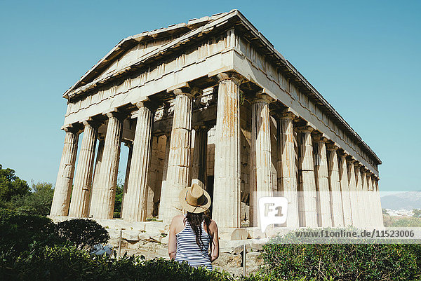 Greece  Athens  tourist visiting The Hephaisteion in the Agora