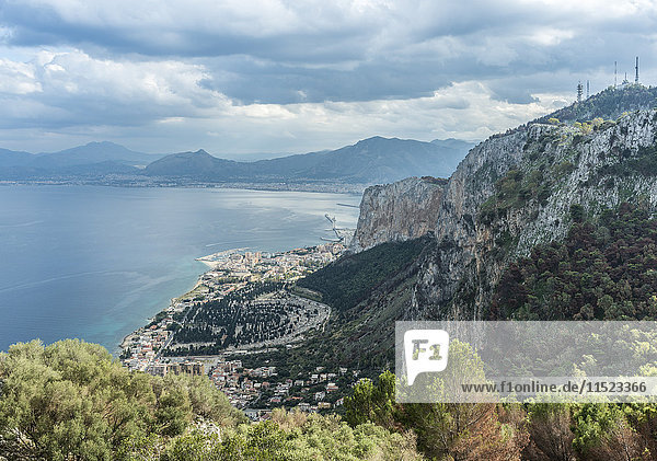 Italien Sizilien Blick vom Monte Pellegrino nach Palermo