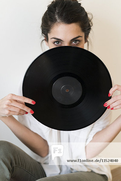Woman with record