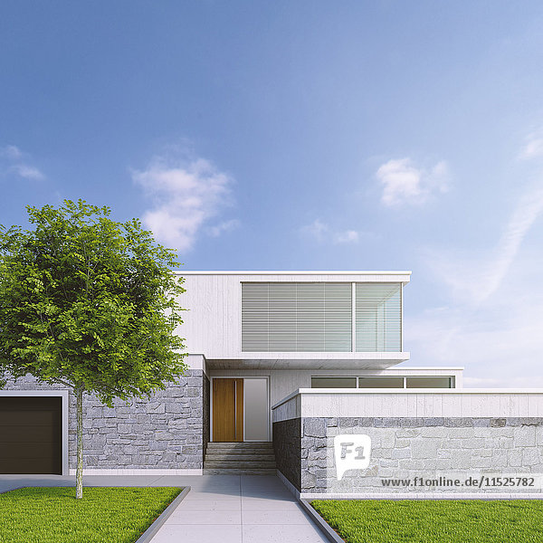 Modernes Einfamilienhaus  3D-Rendering