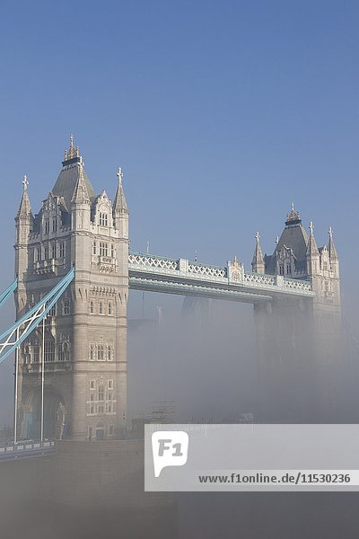 England  London  Tower Bridge and Fog