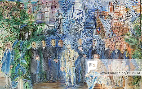 'France. Paris 5th district. The Jardin des plantes (Garden of plants). '' The explorers ''  by Raoul Dufy (1939) in the hall of the Great Evolution Gallery'