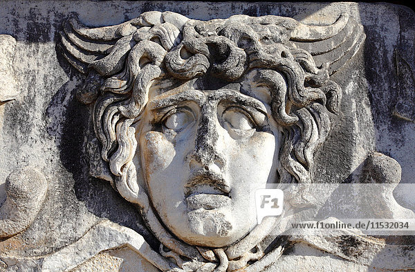 Turkey  province of Aydin  Didim  archaeological site of Dydimes  the Didymeion (Apollo temple)  Medusa head