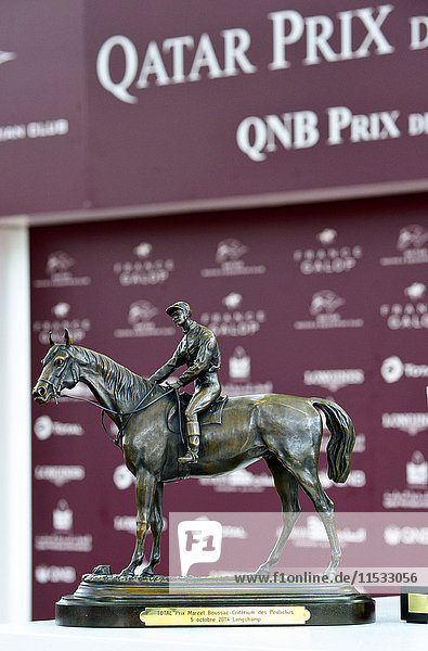 France  Paris 16th district  Longchamp Racecourse  Qatar Prix de l'Arc de Triomphe on October 5th 2014  closeup of a trophy