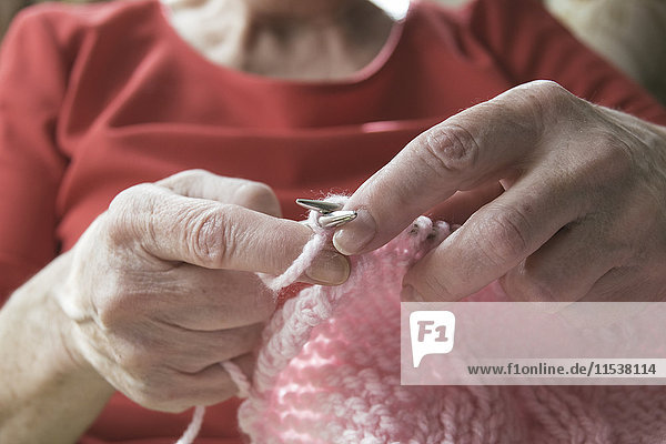 Hands of woman knitting  close-up