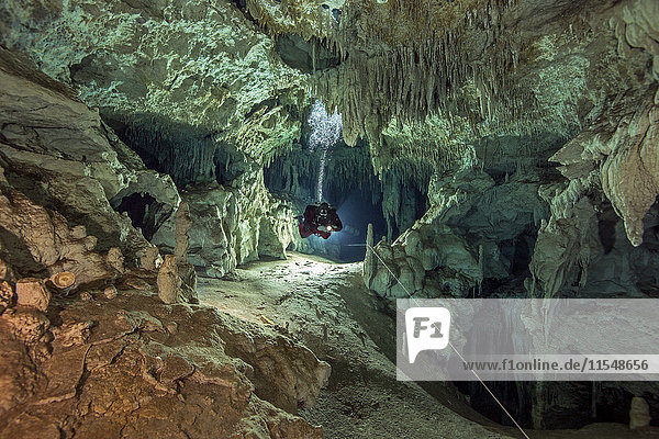 Mexiko  Yucatan  Tulum  Höhlentaucher im System Dos Pisos