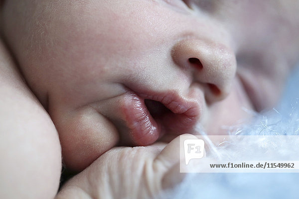 Gesicht eines Neugeborenen  Nahaufnahme