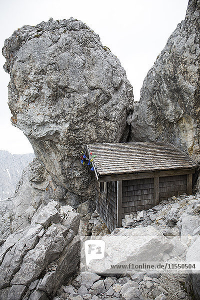 Austria  Wilder Kaiser  little hut under the peak of Ellmauer Halt