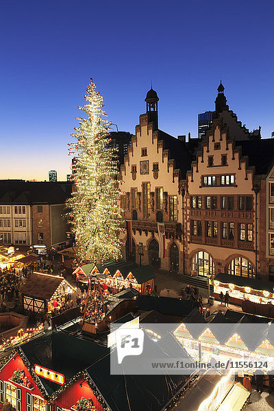Christmas fair at Roemer  Roemerberg square  Frankfurt  Hesse  Germany  Europe