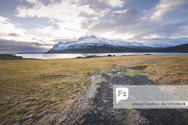 Iceland  landscape with mountains and water