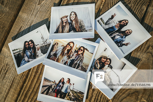 Six instant photos of two best friends