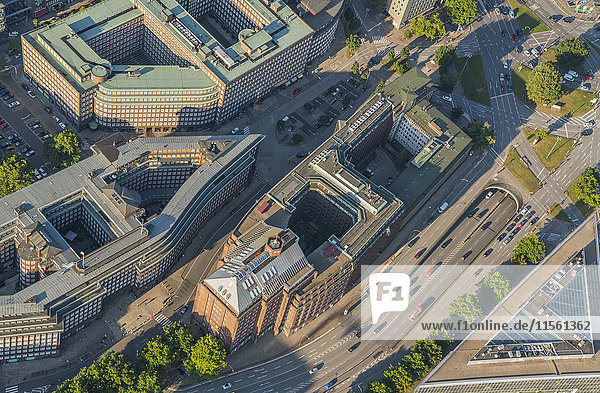 Deutschland  Hamburg  Luftbild Mitte und Kontorhausviertel mit Chile-Haus und Sprinkenhof