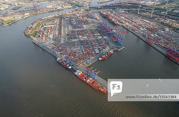 Deutschland,  Hamburg,  Luftbild Containerterminal Burchardkai