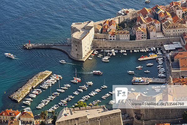 Blick auf Hafen und Dächer; Dubrovnik  Kroatien