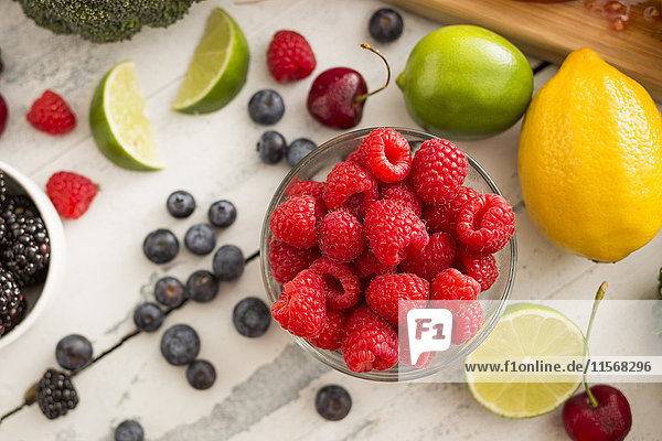 Fresh fruits on white background