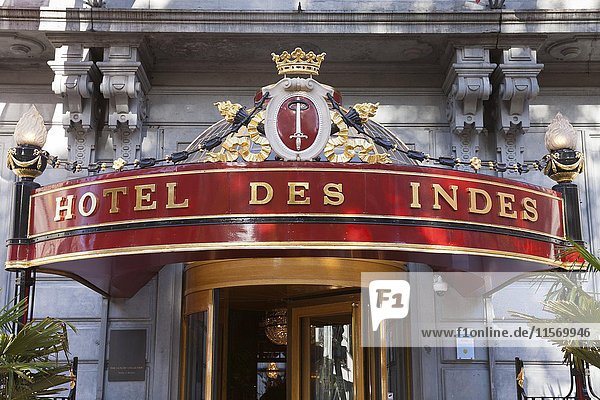 Eingang Schriftzug Hotel Des Indes Luxushotel Den Haag Holland Niederlande Europa