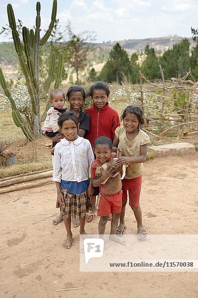 Children in the village Ambatomitsangana  district Miarinarivo  region Itasy  Madagascar  Africa