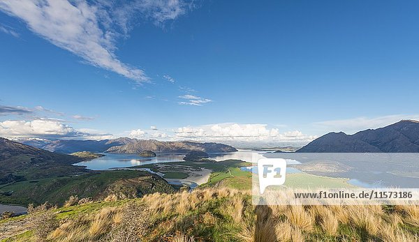 View on Lake Wanaka and mountains  Rocky Peak  Glendhu Bay  Otago  Southland  New Zealand  Oceania
