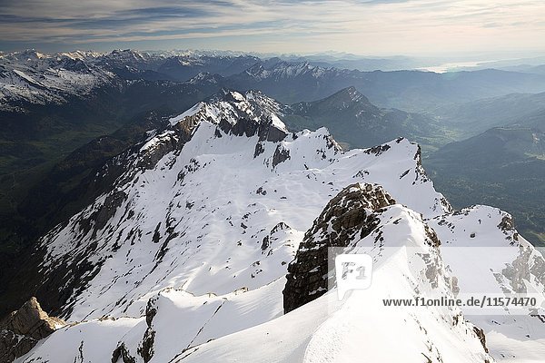 View of Appenzell Alps  view from the Säntis  Alpstein  Switzerland  Europe