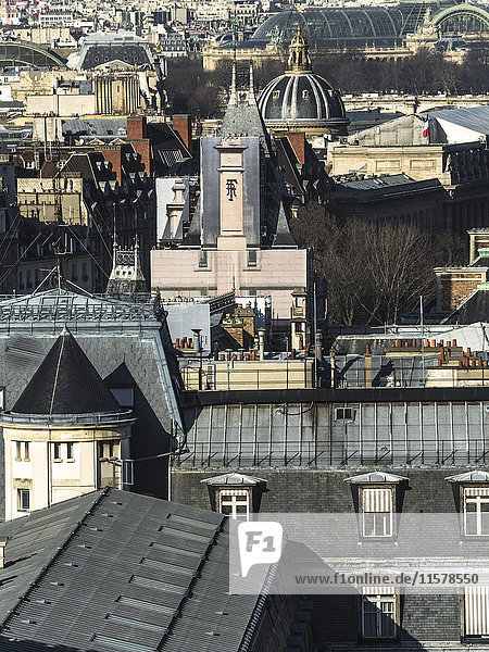 Frankreich  Paris  Dach der französischen Polizeipräfektur  Grand Palais  Coupola des Instituts vom Turm der Kathedrale Notre-Dame aus