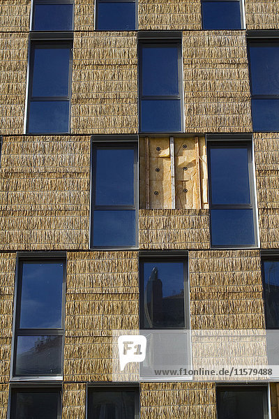 Frankreich  Nordwestfrankreich  Nantes  Isolierung eines Neubaus : Strohdach aus Glaswolle