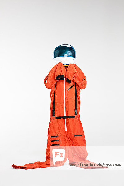 Boy dressed up as astronaut