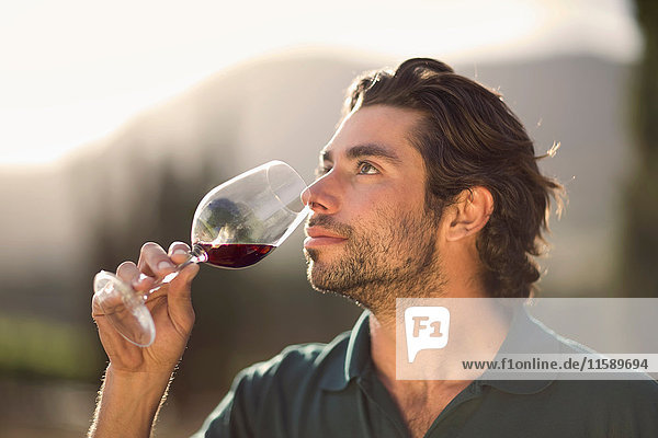 Man tasting wine