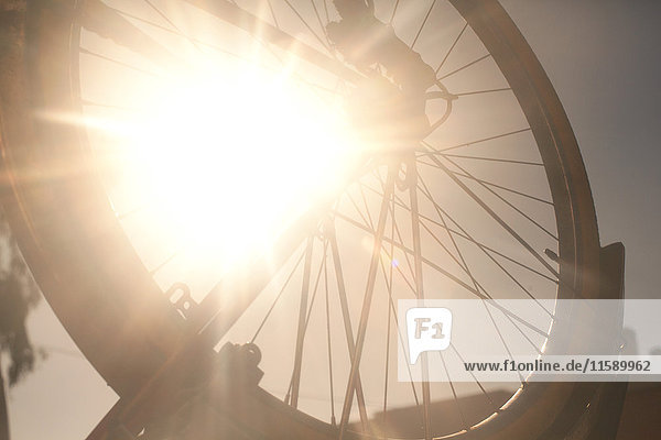 Fahrrad-Rad im hellen Sonnenlicht