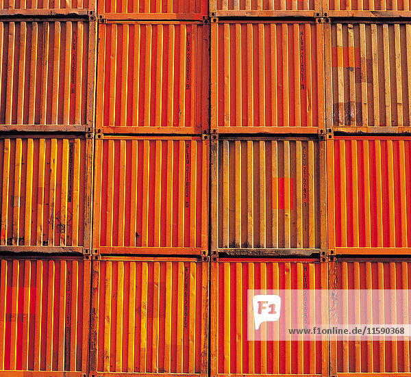 Shipping containers stacked together